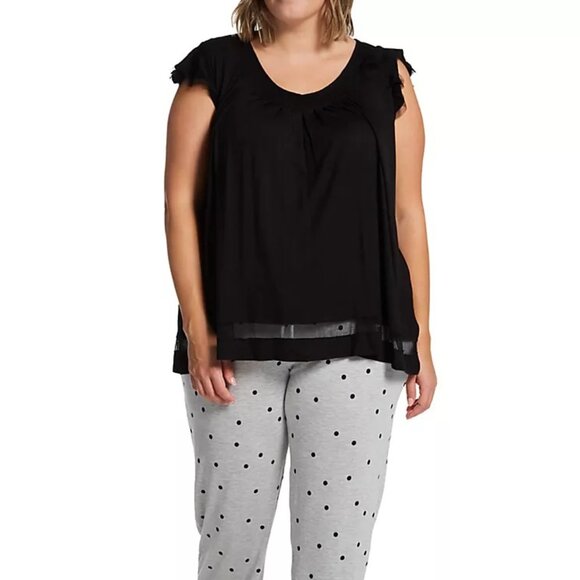 #767 Ellen Tracy Plus Yours to Love Short Sleeve Top in Black with Mesh | Siz - Picture 4 of 5